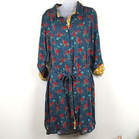 Matilda Jane Women's Fa La La Dress Gingham Floral Button Front Shirtdress NWT - Picture 14 of 15